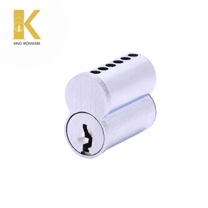 Cylindre de serrure de porte avec logo personnalisé disponible, chrome satiné, laiton, 6 goupilles, clé F, SFIC, pour la sécurité des portes - Product Image 1