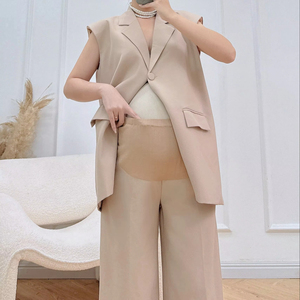 Chaleco Blazer de Verano para Mujer, Estilo Vietnamita, Antiarrugas, de Rayón y Lana, Alta Calidad, Nuevo, Holgado, Recto, Elástico, Cintura Media, Traje de Oficina - Product Image 2