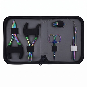 Juego completo de alicates para extensiones de cabello Micro Link, herramienta de crimpado para ajustar cuentas, removedor de anillos Nano, aplicador de gancho de bucle - Product Image 1