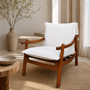 Sillón de Madera Maciza con Cojín, Sillón Moderno para Hotel, Dormitorio, Resort, Villa, Muebles de Sala de Estar Interior - Product Image 2