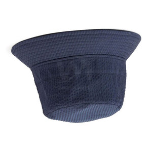 Custom <b>Plain</b> Navy Blue Textured Cotton Bucket Hat Unisex Outdoor Summer Sun Shade Wide Brim Breathable Packable Fisherman <b>Cap</b> - Product Image 2