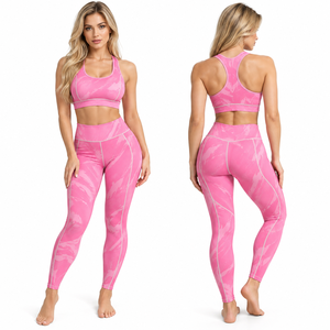 Women Sublimation Printed Yoga 2 Piece <b>Set</b> Racerback Bra Women High Waist Gym Fitness Legging <b>Ladies</b> Dry Printed Compression <b>Set</b> - Product Image 2