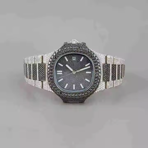 Luxury Men's Classic Business Designer <b>Wrist</b> <b>Watch</b> Iced Moissanite Diamond Analog Display Stainless Steel Glass Case Limited - Product Image 1