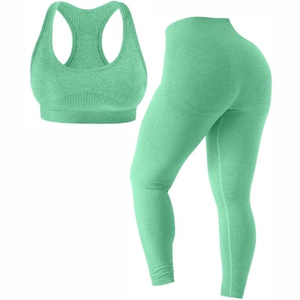 Ensemble de sport sans couture extensible dans les quatre sens : soutien-gorge de sport et leggings – Fournisseur en gros de vêtements de sport et d'activewear - Product Image 4