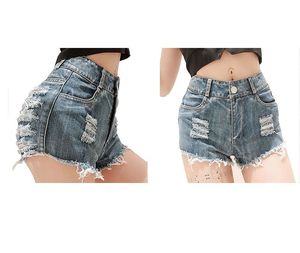 Nuevos shorts casuales de lana elásticos y transpirables de cintura media para mujer, estilo sexy, con efecto rasgado. - Product Image 4