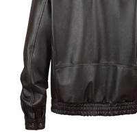 Veste de moto décontractée pour homme en cuir de mouton noir imperméable, col montant, fermeture éclair, coupe classique, pour l'hiver, avec fourrure de mouton
