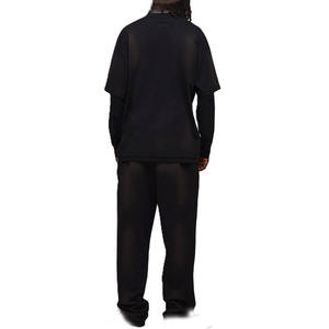 เสื้อยืดผู้ชายสไตล์เลเยอร์ 100% ผ้าฝ้าย ทรงหลวม ไหล่ตก ปักลายเชนีล รับผลิตแบบ OEM จำนวนมาก - Product Image 2