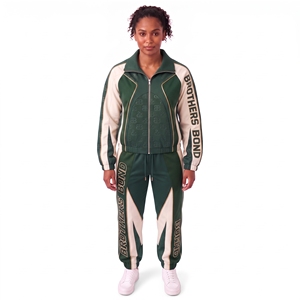 custom womens <b>retro</b> <b>tracksuit</b> set brown grey sky blue panel zip up track jacket jogger pants athletic two piece sweat suit set - Product Image 4