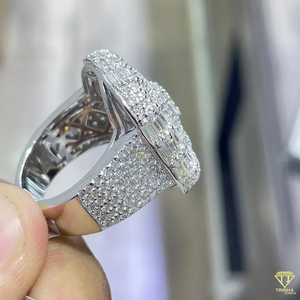 Luxury Baguette Moissanite Diamond <b>Ring</b> For <b>Men</b> White Gold Hip Hop Iced Out Jewelry - Product Image 4