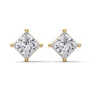Pendientes de Diamantes Cultivados en Laboratorio en Oro Amarillo para Mujer, Corte Brillante, Clásicos para Boda, Chapados en Oro de 14k-22k, Certificados por Terceros - Product Image 1
