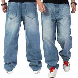 Pantalon en jean confortable pour homme à prix abordable, style streetwear personnalisé, coupe ample et large - Product Image 5