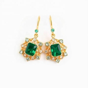 Pendientes colgantes de piedras preciosas de ónix verde para mujer, regalo de joyería de piedras preciosas verdes a la moda - Product Image 2