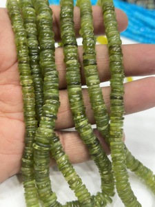Perles de pierres précieuses de haute qualité pour la fabrication de bijoux, 17 pouces, Vessonite verte naturelle, forme Heishi lisse, taille 6-7 mm - Product Image 4