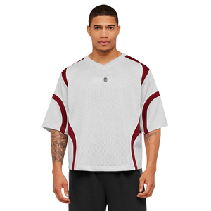 T-shirt de sport en maille surdimensionné pour homme, respirant, pour l'entraînement athlétique, coupe ample, performance, fitness, gris - Product Image 1