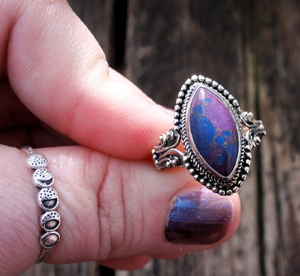 Bohemian Style Purple Copper Turquoise <b>Statement</b> <b>Ring</b> for Women Classic Sterling Silver Wedding Gift <b>Ring</b> - Product Image 4