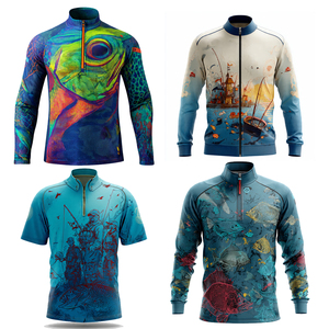 Fishing Zip Up Jacket Men Moisture Wicking Jersey For Fishing Sublimation Shirts Men Fishing Zip Up Shirt Outdoor UV Protection - Product Image 1