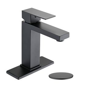 Rubinetto da Bagno Monocomando in Acciaio Inossidabile con Piastra di Copertura e Gruppo Scarico per Lavabo - Product Image 1