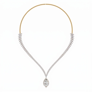 Luxuriöse Marquesa Statement-Halskette für Damen mit gemischten Schliffen aus Labor-Diamanten, Sterlingsilber 9KT, 10KT, 14KT, 18KT, Premium-Hochzeitsgeschenk - Product Image 1