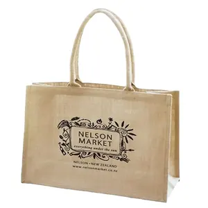 Wholesale Promotion Jute Hemp Grocery Hasp Shopping Bag Large Burlap Beach Tote Bag With Cotton Webbing Handle