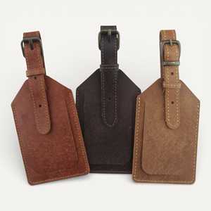 Custom Genuine Leather Luggage Tags Privacy Cover Suitcase <b>Labels</b> Personalized Travel Bag Tags Luxury Bulk LMP-0201 - Product Image 3