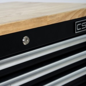 Wholesale 7 Drawer <b>Tool</b> Cabinet with Wood Top Keyed Lock <b>Rolling</b> Matte Black Powder Coated Steel for Garage Workshop - Product Image 5