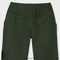 Pantalon décontracté pour homme, taille haute, coupe droite, vert foncé, 100 % coton molletonné, taille élastique, respirant, hiver, devant plat