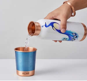 Elegant Peacock Design Pure <b>Copper</b> <b>Bottle</b> for Wellness And Daily Hydration Perfect For Home Office Travel Gym Yoga and Gifting - Product Image 4