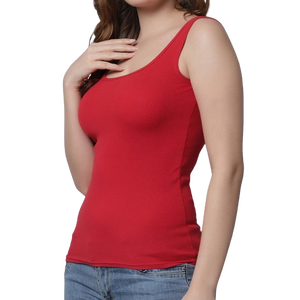 Camiseta sin mangas con cuello redondo para mujer, color rojo, informal, de punto, corte regular - Product Image 4