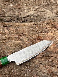 Couteau de chef unique en acier Damas Cooper fait main avec manche en bois et étui en cuir – Couteaux utilitaires et de chasse en gros - Product Image 6