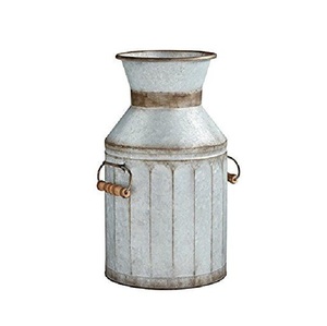 Hot Arrival Farmhouse Rustic Flower Vase Vintage <b>Galvanized</b> Metal Milk Can Decorative for Home Decor Customizable Size - Product Image 3