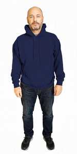Men's <b>Navy</b> Blue Hoodie Pullover <b>Sweatshirt</b> Casual Regular Fit Solid Color Long Sleeve Top - Product Image 2