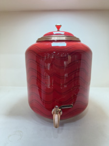 Dispensador de Agua Artesanal de Cobre Puro de 11L con Grifo de Latón Antifugas y Diseño Abstracto de Olas Rojas, Recipiente Ecológico para el Hogar - Product Image 5