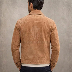 Factory Made Casual Western Style Men <b>Suede</b> Leather <b>Jacket</b> Turn Down Collar Design With Refined Stitching For Men Fashion - Product Image 3