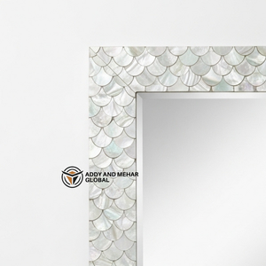 Miroir mural décoratif en mosaïque de coquillages de luxe, fait main, style Art Déco, éco-responsable, en MDF, pour la maison et l'hôtel - Product Image 3