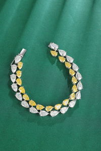 Pulsera de Lujo Hecha a Mano en Plata 925 con Diamante Cultivado en Laboratorio Corte Pera, Color Amarillo E/F, Certificado IGI, Joyería de Boda para Mujer - Product Image 5