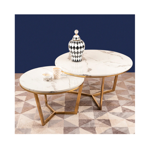 Mesa de centro de Metal extensible de 2 capas moderna de lujo con patrón de mármol, mesa auxiliar de diseño Simple personalizada para muebles de sala de estar - Product Image 6