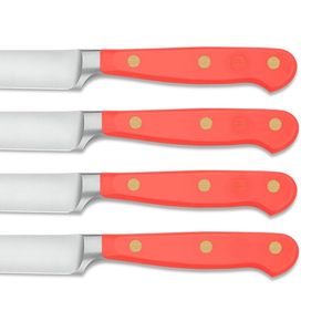 Ensemble de 4 couteaux à steak classiques à manche noir avec lames en acier inoxydable à bord lisse pour la restauration, le service de table et la cuisine à domicile - Product Image 5