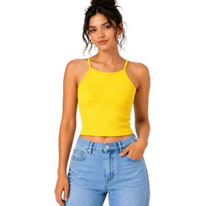 Camiseta sin mangas de punto acanalado para mujer, color verde azulado, personalizada por el fabricante, con tirantes finos, corte ajustado, informal, para verano, OEM. - Product Image 1