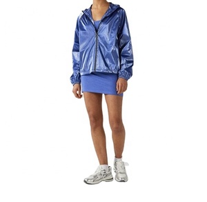 Veste coupe-vent légère bleu métallisé, design personnalisé de haute qualité, veste coupe-vent pour sports de plein air, fête, femme - Product Image 3