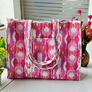 Bolso Tote Pequeño Acolchado de Algodón, Ecológico, Sostenible, Resistente, para Compras, Hecho a Mano, Estampado Vintage, Estilo Boho, para Verano e Invierno - Product Image 1