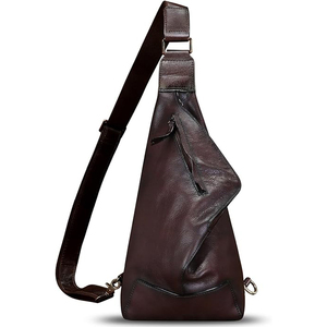 Leather Crossbody Bag Unisex Detachable Strap Zipper Closure Minimalist Style Hunting <b>Backpack</b> Pouch - Product Image 1
