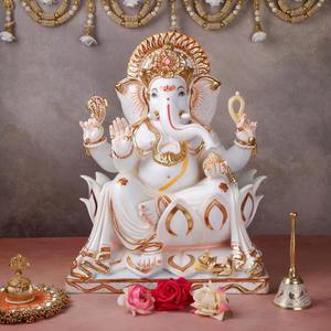 Murti de Ganpati de Mármol Pulido Hecho a Mano de Alta Calidad por S.Kumar & Sons para Decoración Interior Moderna y Tradicional - Product Image 6