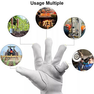 Nuevos Guantes de Trabajo Industriales de Diseño Personalizado, Duraderos, Suaves, de Cuero Vacuno Natural Blanco Premium, Guantes para Conductor de Camión - Product Image 4