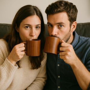 Taza de Café de Madera Hecha a Mano, Madera Natural de Sheesham, Acabado Rústico con Asa - Product Image 3