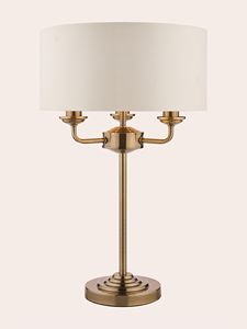 Modern Antique Metal Halogen Bulb Eco-Friendly Table Lamp with White Fabric <b>Drum</b> <b>Shade</b> for Bedroom Bedside Desk <b>Light</b> - Product Image 1