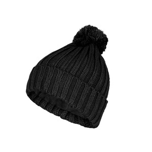 Gorro de punto heather con pompón, forro polar y puño acanalado, 100% lana, para invierno, estilo casual, proveedor de moda, pesca - Product Image 1