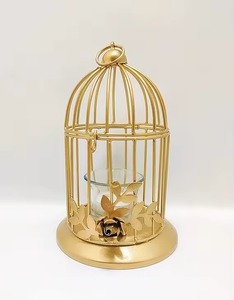 Jaula de Pájaro Dorada en Oferta, Portavelas de Latón, Decoración para el Hogar, Farolillo para Bodas - Product Image 2