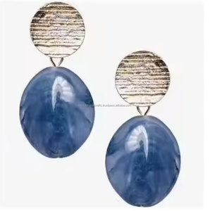 Boucles d'oreilles créoles en résine pour femmes Boucles d'oreilles octogonales géométriques d'Inde - Product Image 5