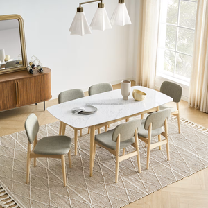 Juego de Comedor Escandinavo Moderno de 6 Piezas, Mesa de Madera, Sillas con Respaldo Sólido, Muebles Duraderos para el Hogar - Product Image 1