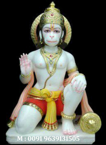 Spotless Pure Marble Beautiful Painted Veer Hanuman Ji Lord Statue - Product Image 2